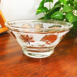 Vintage Libbey Golden Foliage Pattern Frosted Dip Replacement Bowl 1950s MCM